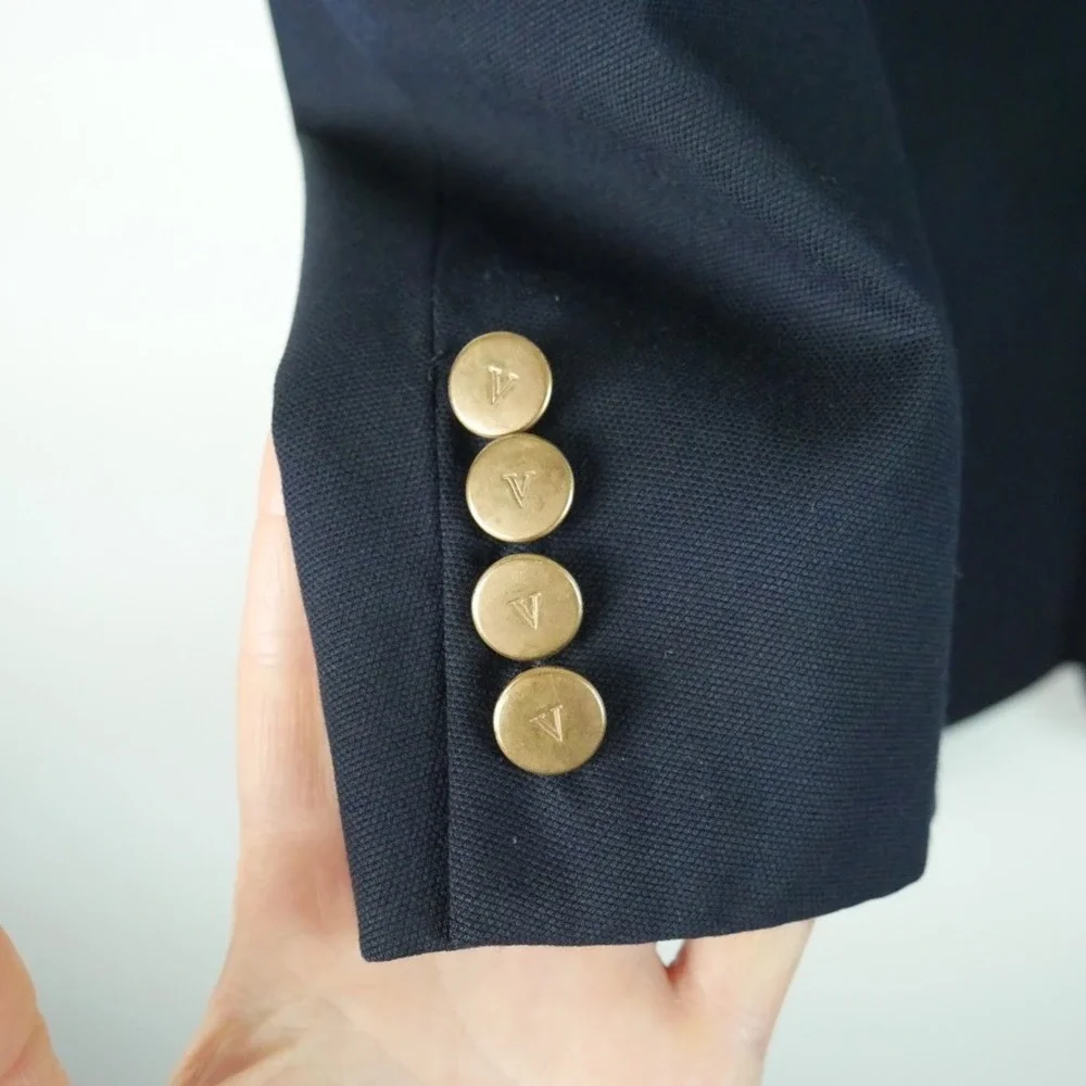 Valentino Uomo Vintage Mens Navy Blue Blazer Jacket Gold Buttons Italy‎ Size 44R
